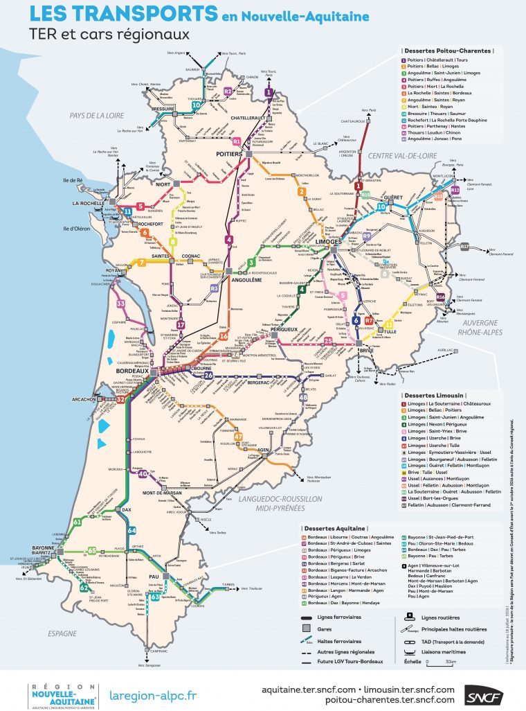 Nouvelle-Aquitaine Rail Map encequiconcerne Nouvelle Region France