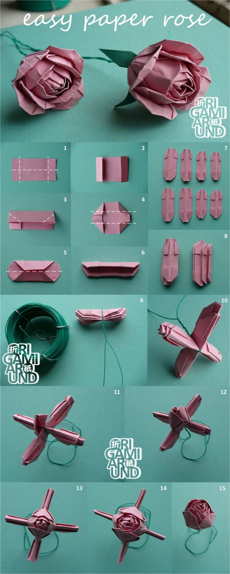 Origami Around | Fleur Origami Facile, Origami, Comment destiné Origami Rose Facile A Faire