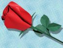 Origami : Rose Facile Semi-Ouverte Avec Calice, Feuille Triplée Et Tige destiné Origami Rose Facile A Faire