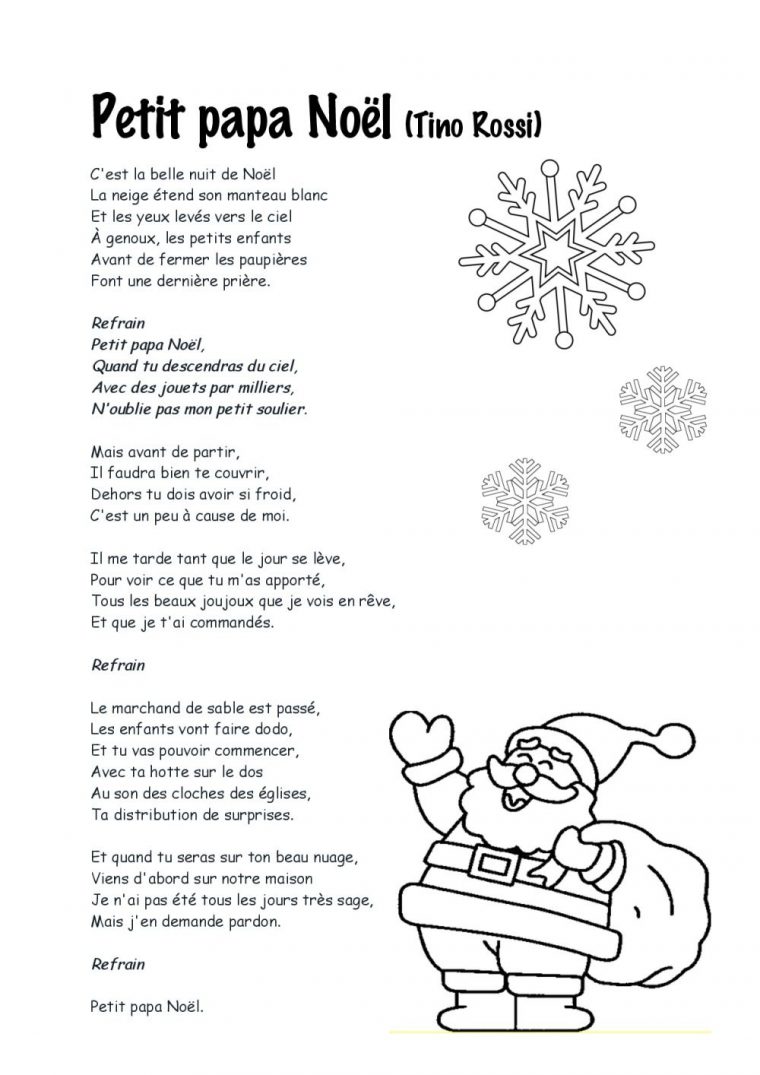 Paroles Chansons De Noël | Bdrp | Chanson De Noel, Chanson tout Papa Noel Parole