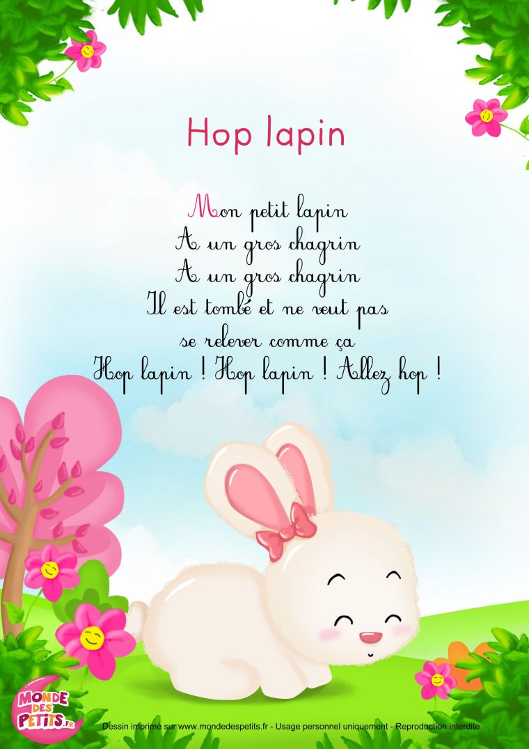 Paroles_Hop Lapin – Comptine Pour Les Petits | Comptines intérieur Chanson Enfant Lapin