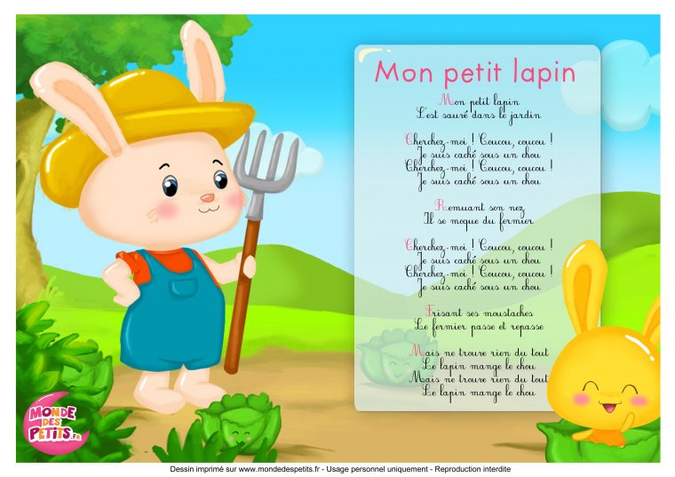 Paroles_Mon Petit Lapin – Les Titounis (Avec Images à Chanson Enfant Lapin