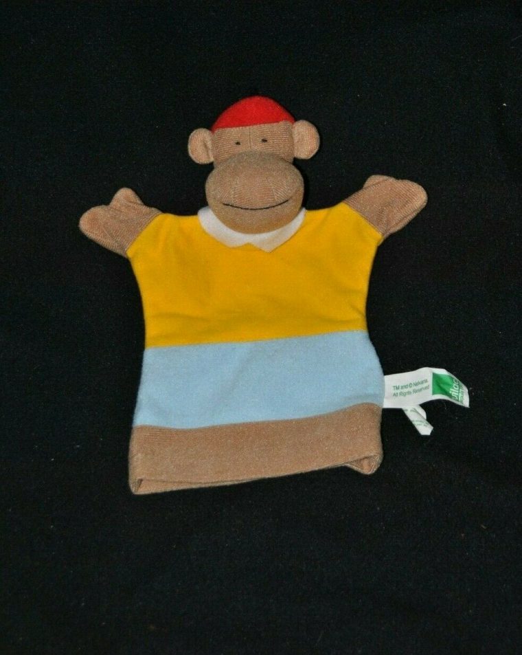 Peluche Doudou Singe Marionnette Babar Vilac Zéphir Jaune à Singe De Babar
