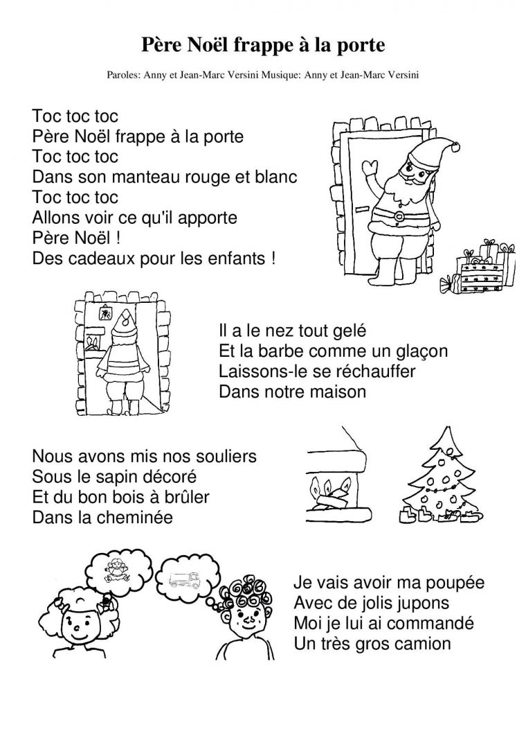 Père Noël Frappe À La Porte | Chanson Noel Maternelle encequiconcerne Chanson Dans Son Manteau Rouge Et Blanc