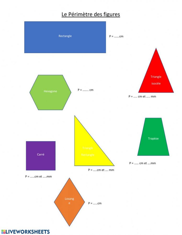 Périmètre De Figures Planes – Interactive Worksheet encequiconcerne Figures Géométriques Ce1