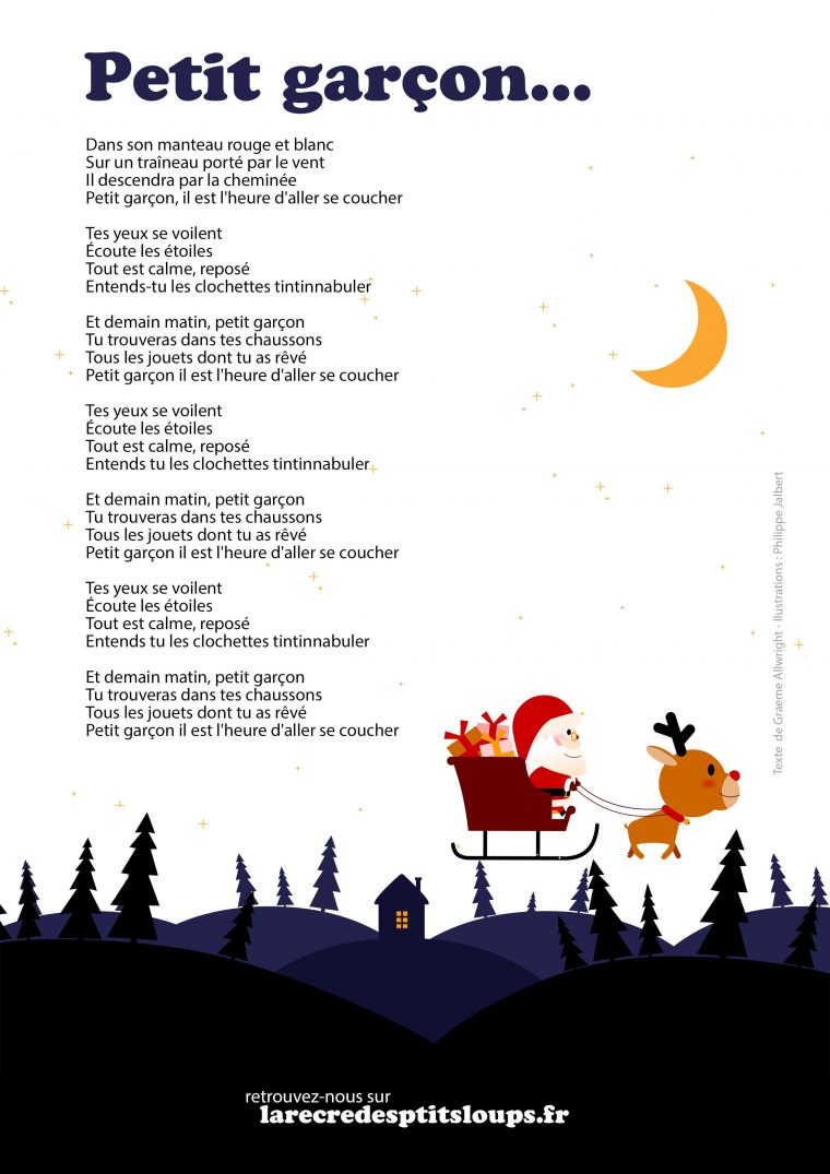 Petit Garcon Paroles À Imprimer De La Comptine De Noël (2020 pour Chanson Dans Son Manteau Rouge Et Blanc