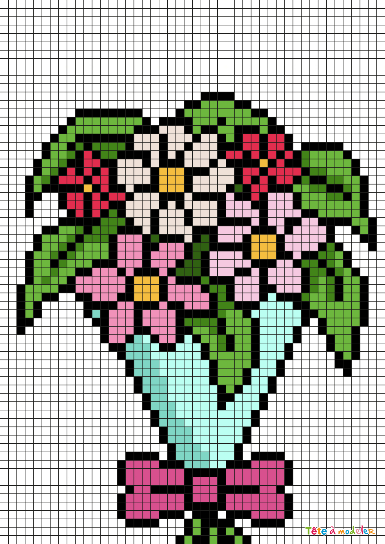 Pixel Art Bouquet Pour Maman Par Tête À Modeler concernant Cache Mon Jeu Par Maman