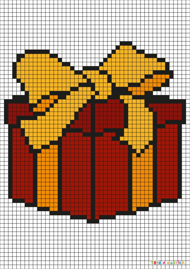 Pixel Art Cadeau De Noël Par Tête À Modeler intérieur Pixel Art Pere Noel