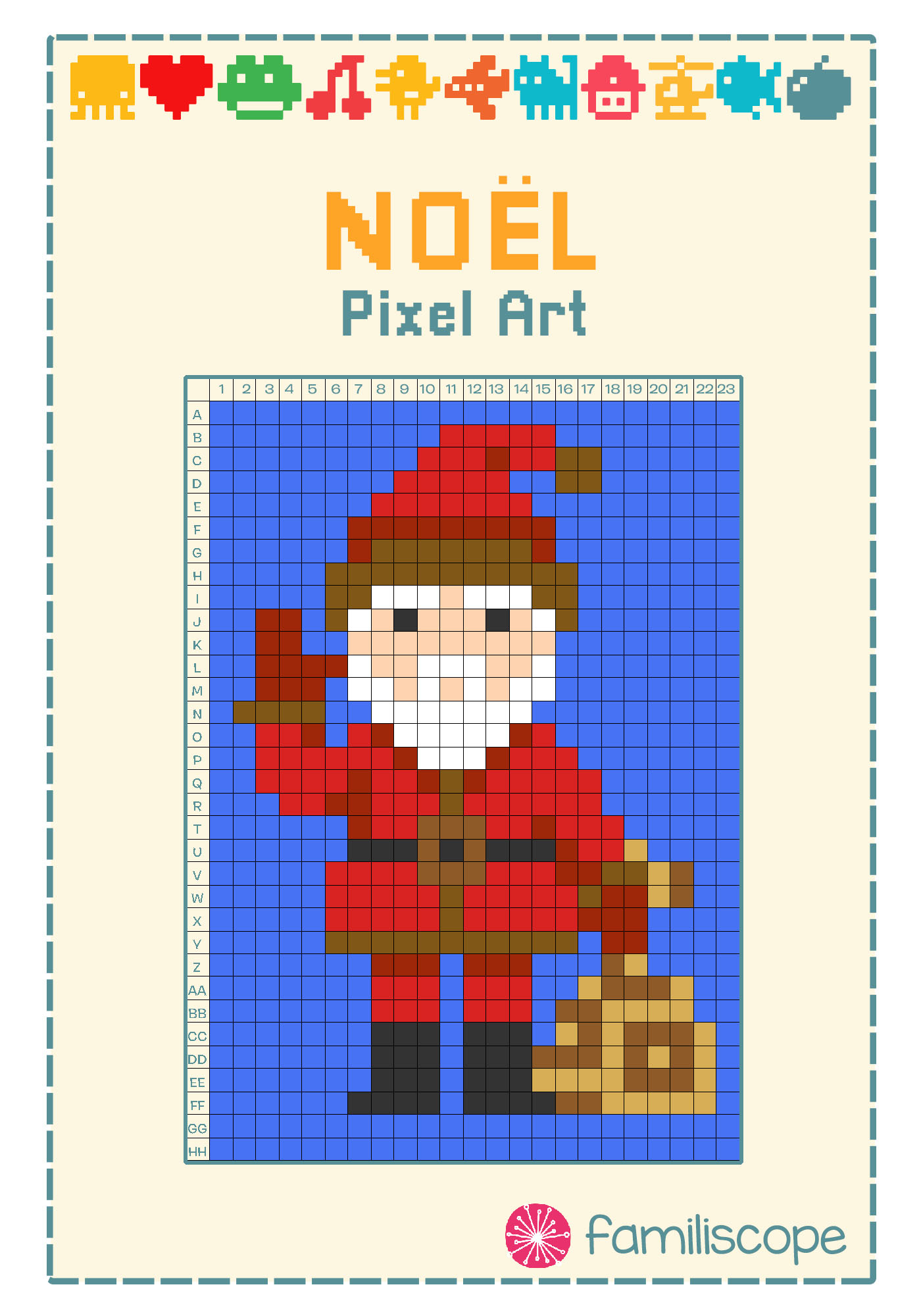 Pixel Art Noël : Père Noël destiné Pixel Art Pere Noel