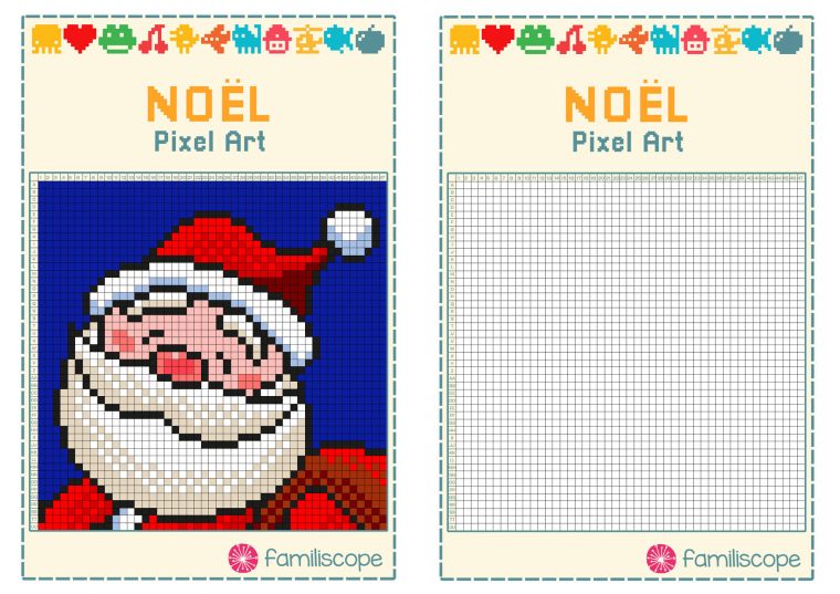 Pixel Art Noël : Tête De Père Noël tout Pixel Art Pere Noel