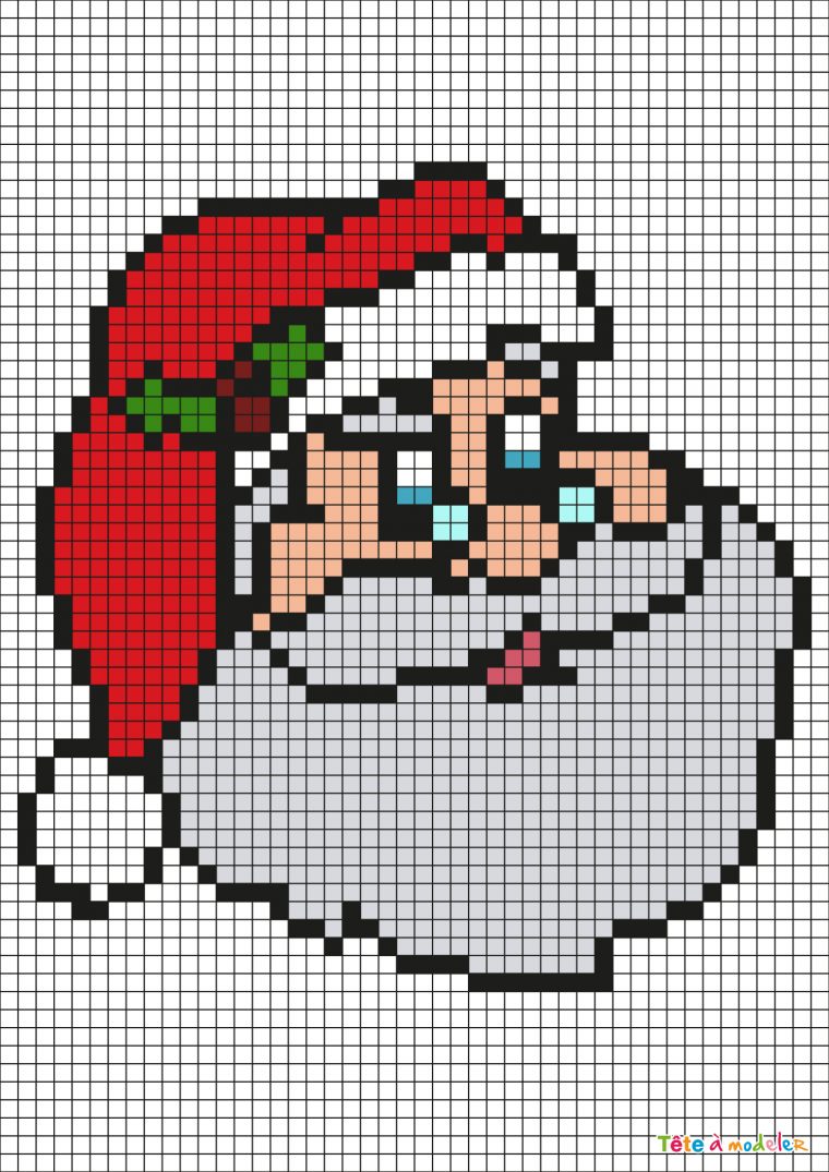 Pixel Art Père Noël Par Tête À Modeler concernant Pixel Art Pere Noel