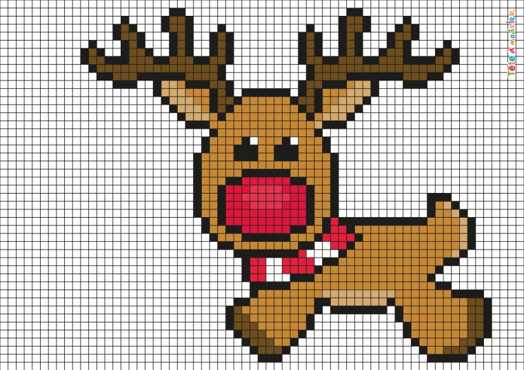 Pixel Art Renne De Noël Par Tête À Modeler destiné Pixel Art Pere Noel