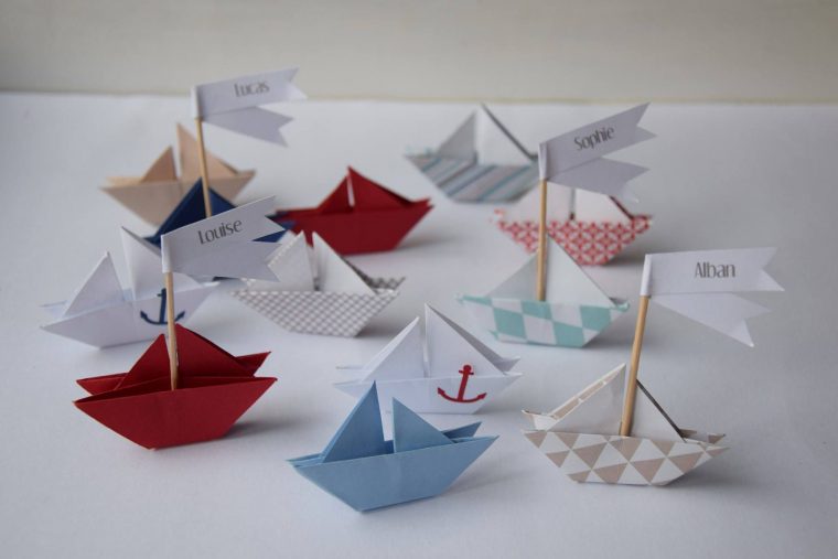 Place Cards Boat Origami, Baptism, Shower, Communion dedans Origami Petit Bateau