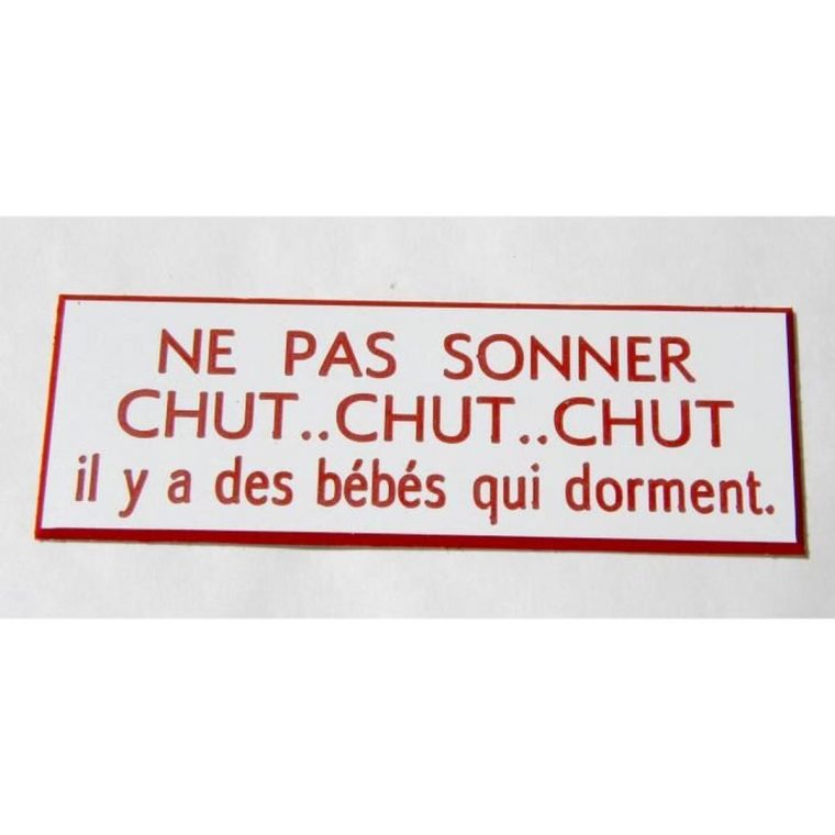 Plaque Gravée "ne Pas Sonner Chut.chut.chut. Il Y A Des Bébés Qui Dorment"  Ft 29 X 100 Mm destiné Image Chut Bébé Dort