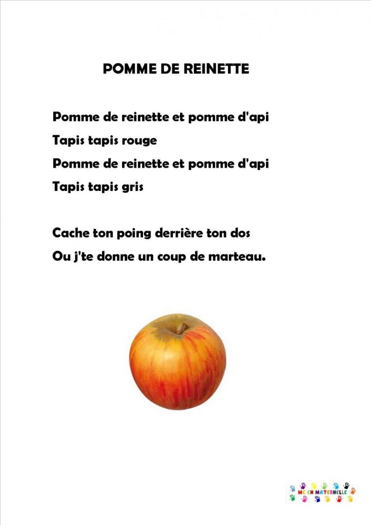 Pomme-Reinette | Maternelle, Chansons Comptines, Pomme intérieur Chanson Sur Les Fruits Et Légumes