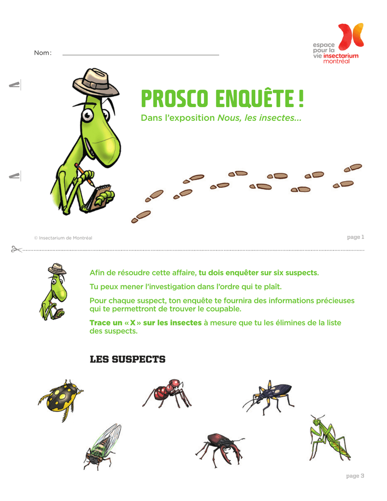 Prosco Enquête - Espace Pour La Vie serapportantà Les Noms Des Insectes