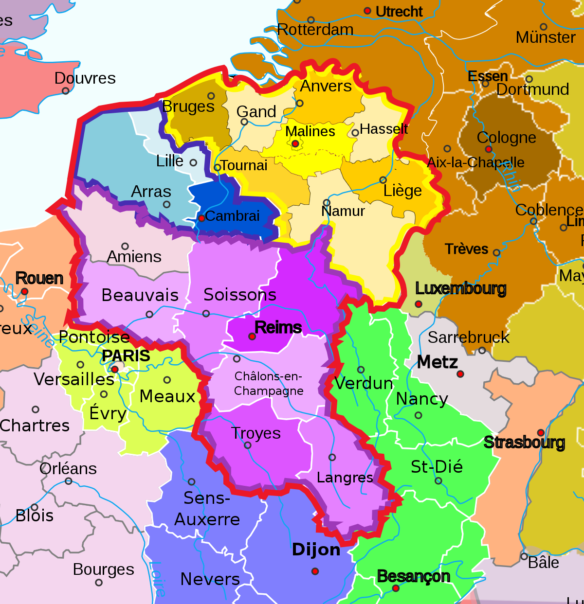 Province Ecclésiastique De Cambrai — Wikipédia à Carte Anciennes Provinces Françaises