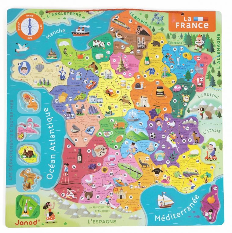 Puzzle Magnétique De La France – Jouet Éducatif Janod destiné Carte De France Pour Les Enfants