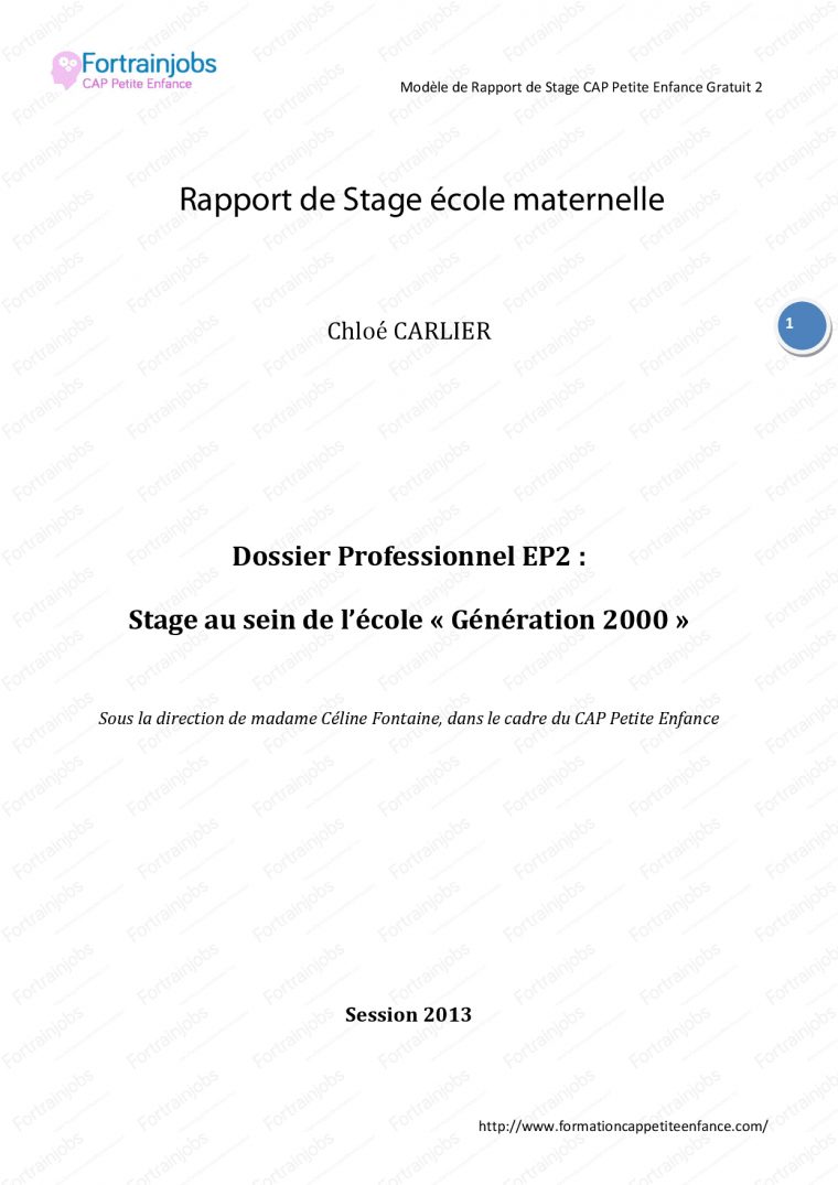 Rapport De Stage École Maternelle – Docsity destiné Grande Section Maternelle Age