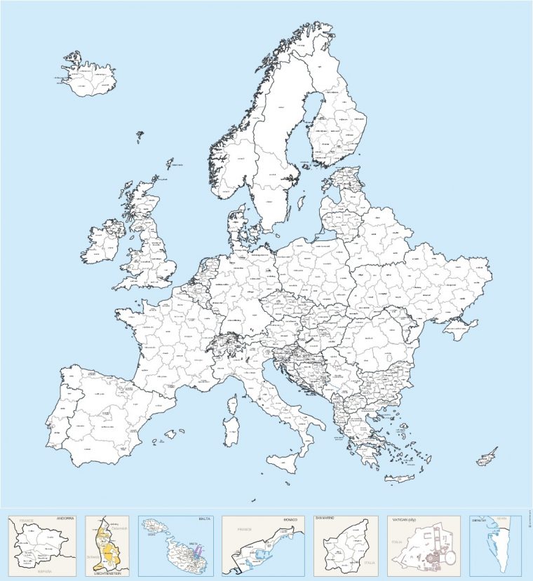 Régions Nommées D'europe – Carte Vectorielle concernant Carte Europe Avec Capitales