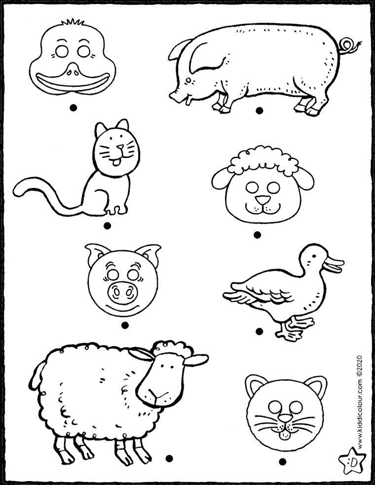 Relie Chaque Masque Avec Le Bon Animal – Kiddicoloriage destiné Masque Canard À Imprimer
