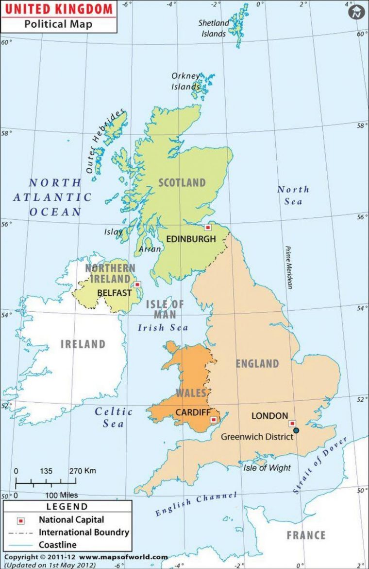Royaume-Uni Carte Avec Des Capitales – Carte Du Royaume-Uni avec Carte Europe Avec Capitales