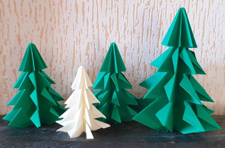 Sapin De Noël En Origami, Pliage Papier [Video] destiné Origami Facile A Faire En Français
