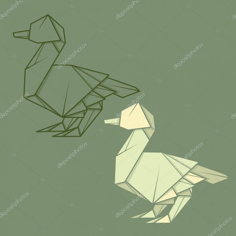 Set Illustration Paper Origami Of Duck. — Stock Vector intérieur Origami Canard