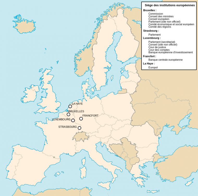 Sièges Des Institutions De L'union Européenne — Wikipédia avec Carte Europe Capitale