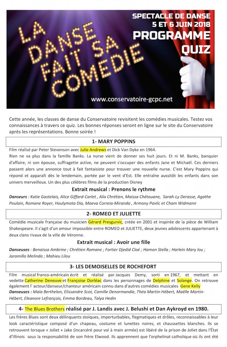 Spectacle De Danse : Reponses Du Quiz | Conservatoire destiné Quiz Musical En Ligne