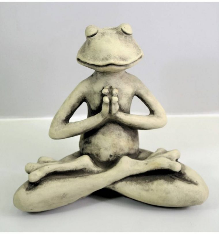 Steinguss Yoga-Frosch "der Lotus" 22Cm Hoch pour La Grenouille Meditation