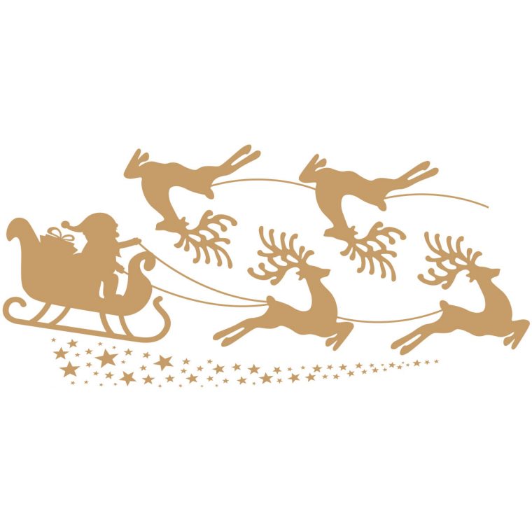 Sticker Noël Traineau Du Père Noël Et Les Rennes serapportantà Image De Traineau Du Pere Noel
