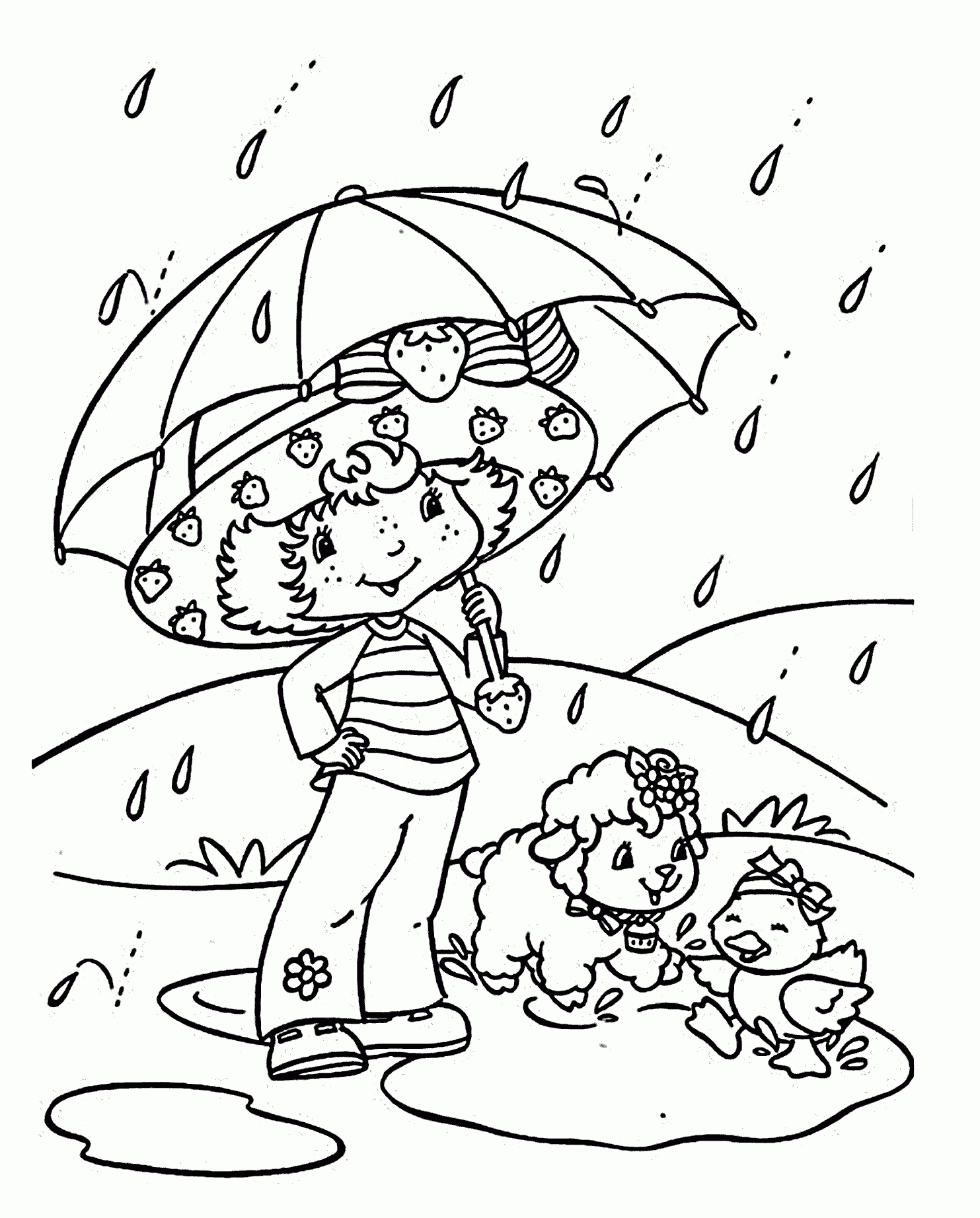 Strawberry Shortcake Coloring Pages Rain, Printable Free concernant Coloriage Charlotte Aux Fraises Et Ses Amies