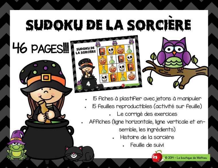 Sudoku De La Sorcière | Sorciere, Sorcières Maternelle, Sudoku dedans La Sorciere Tambouille