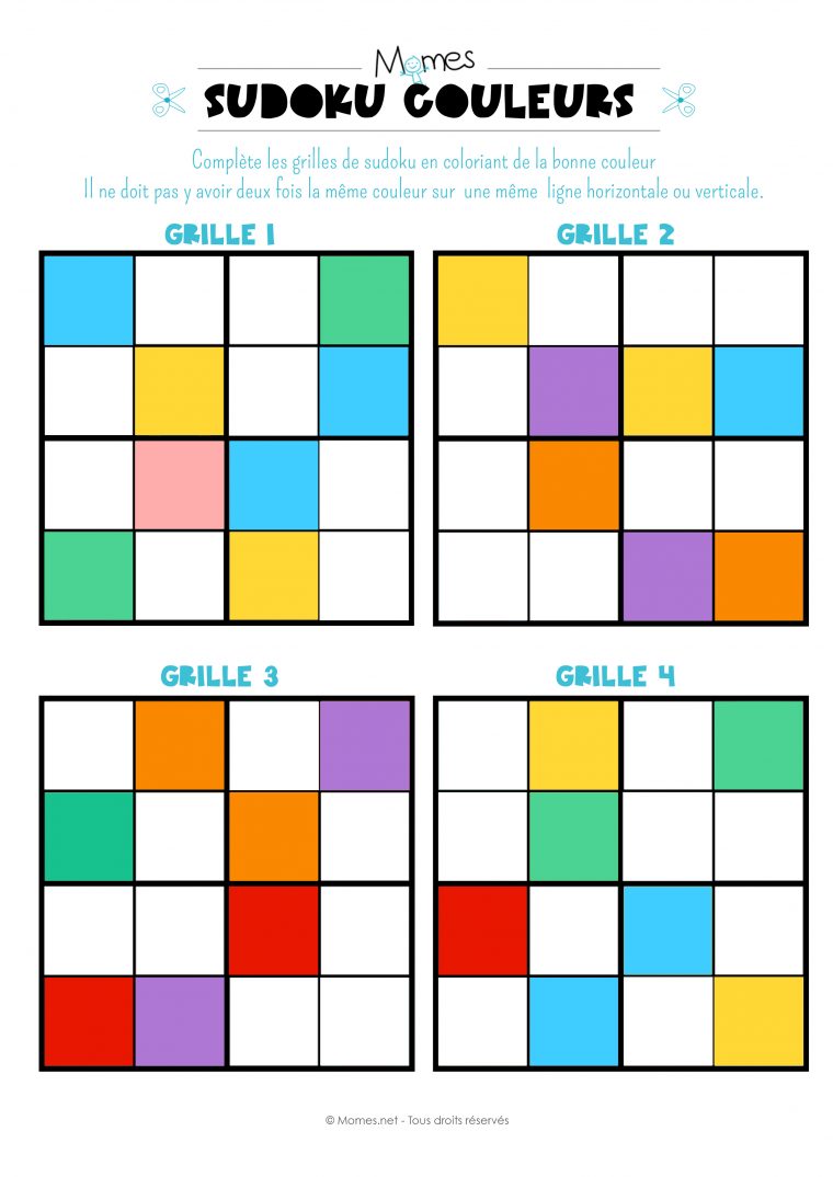 Sudoku Des Couleurs – Momes dedans Jeux De Maternelle À Imprimer