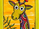 Tableau De &quot;lao&quot; La Girafe Au Long Cou Colorée | Décoration destiné Tableau De Peinture Pour Enfant