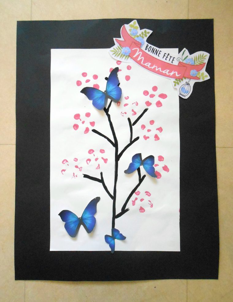 Tableau: Le Cerisier En Empreintes Pour La Fête Des Mères pour Tableau De Peinture Pour Enfant