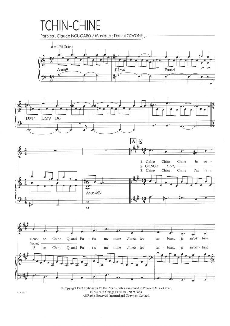 Tchin Chine By Claude Nougaro Piano & Vocal Digital Sheet Music serapportantà Chanson De Noel En Chinois