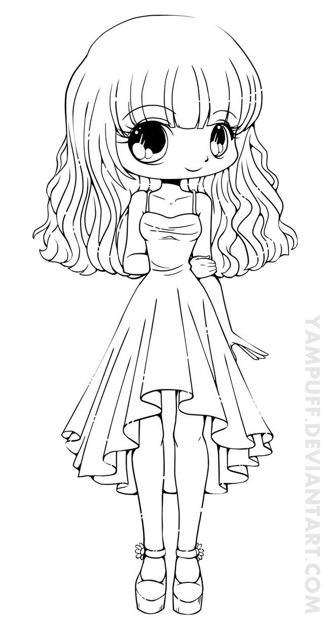 Teej Chibi Lineart Commission By *yampuff On Deviantart pour Coloriage Manga Kawaii