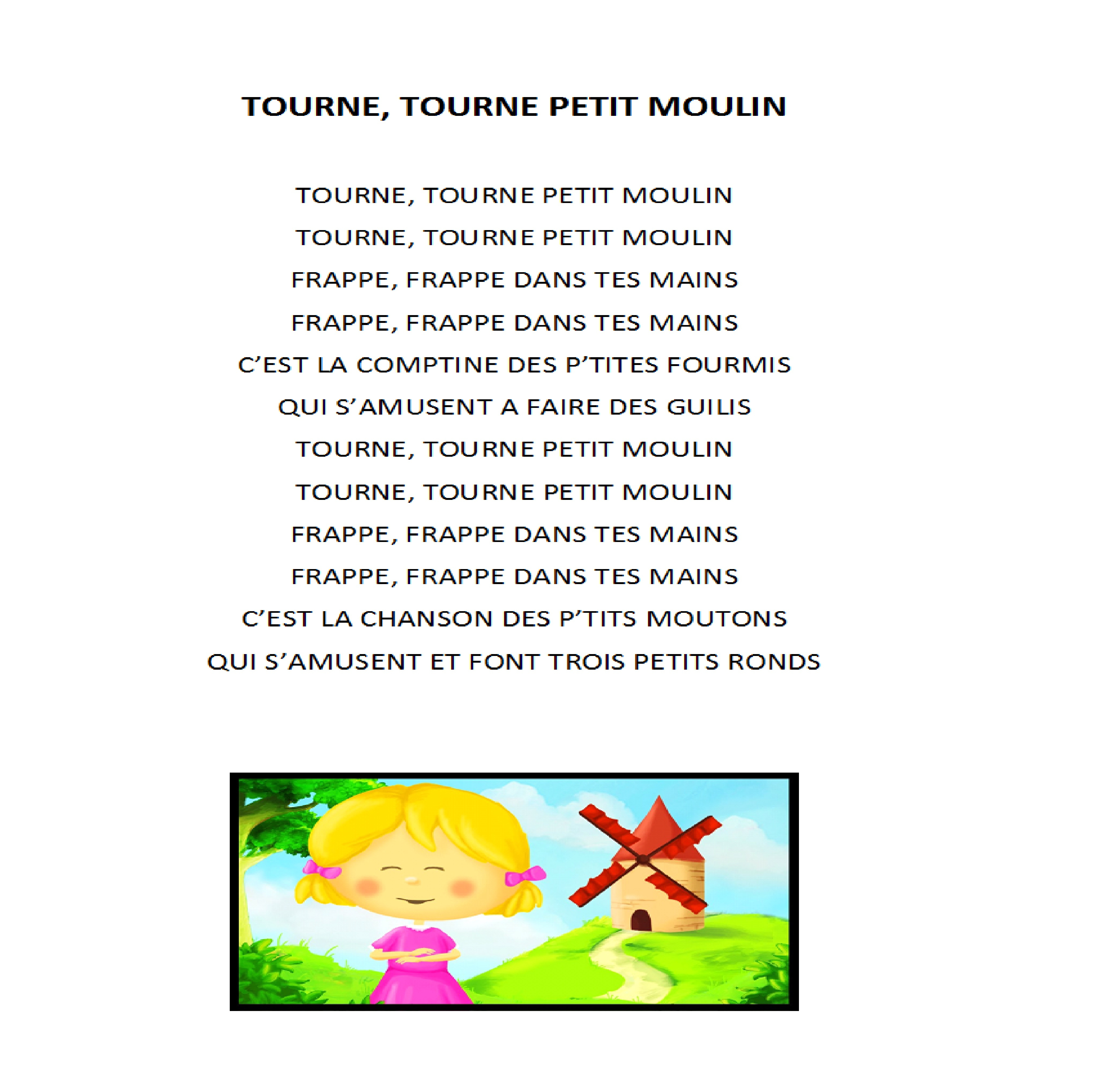 Tourne Tourne Petit Moulin – &quot;au Fil De L'eau&quot; intérieur Moulin Comptine