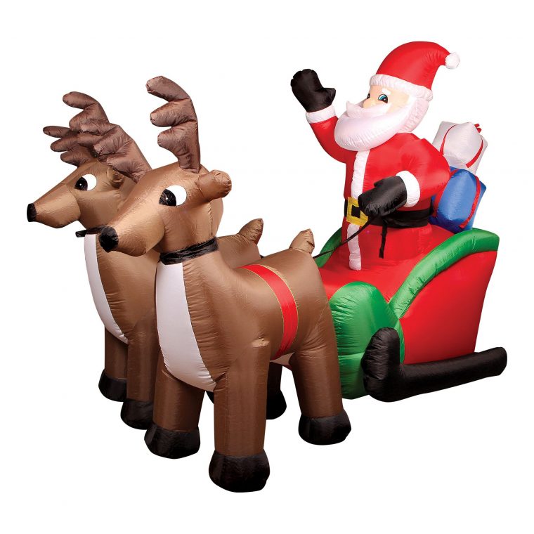 Traîneau Avec Père Noël Et Rennes Gonflables serapportantà Image De Traineau Du Pere Noel