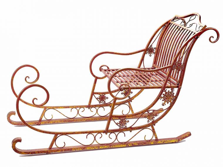 Traîneau De Père Nöel En Metal Rouge Vieille Or (53.22.48 pour Image De Traineau Du Pere Noel