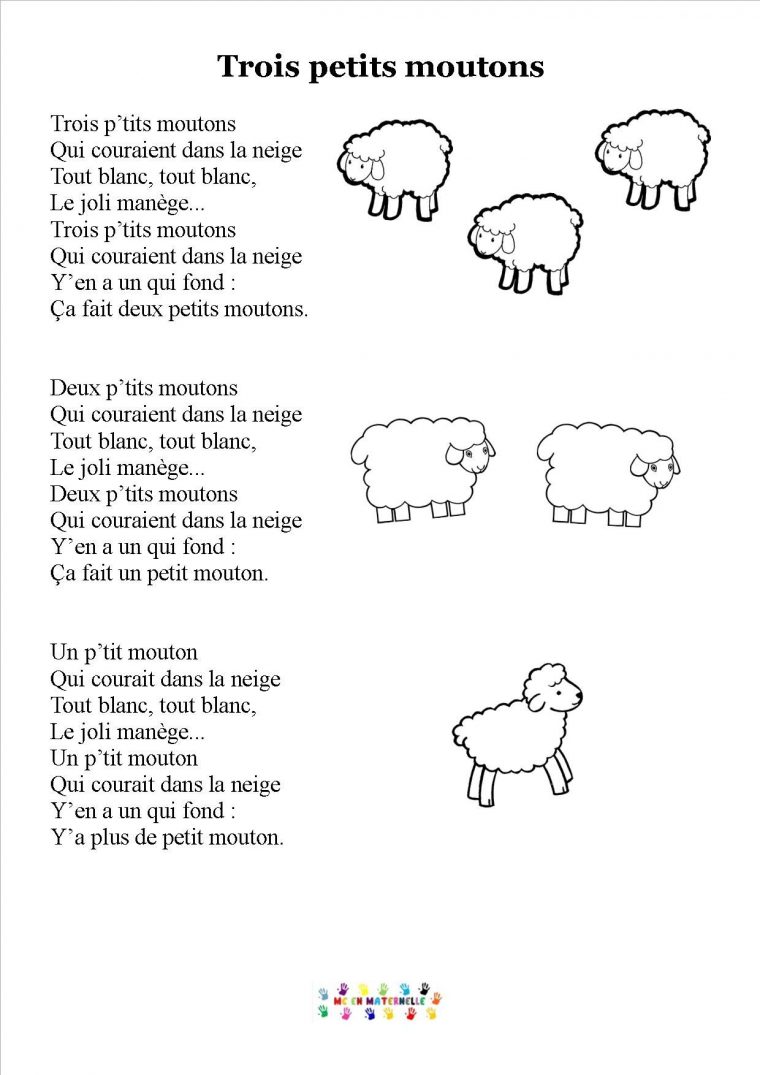 Trois Petits Moutons (Avec Images) | Chansons Comptines tout Chanson Pour Les Animaux
