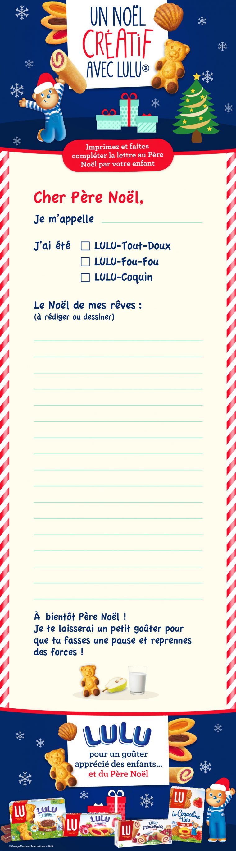 Un Modèle De Lettre Au Père Noël À Imprimer Avec Lulu à Liste Pere Noel Imprimer
