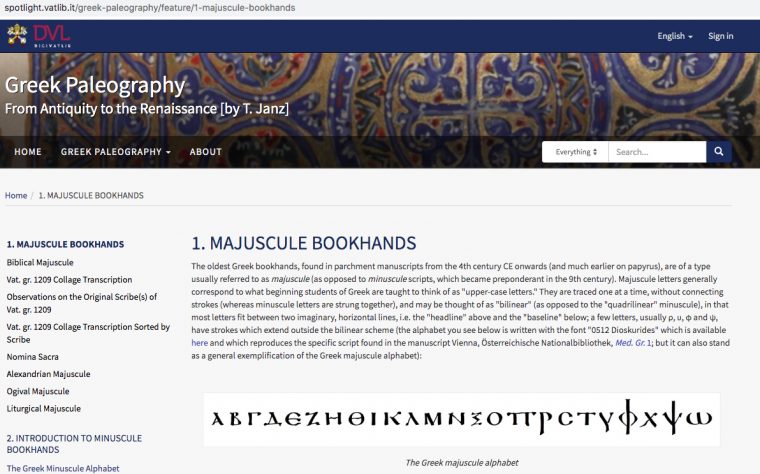 Vatican Library Website On Greek Palaeography | Variant Readings encequiconcerne Majuscule Script