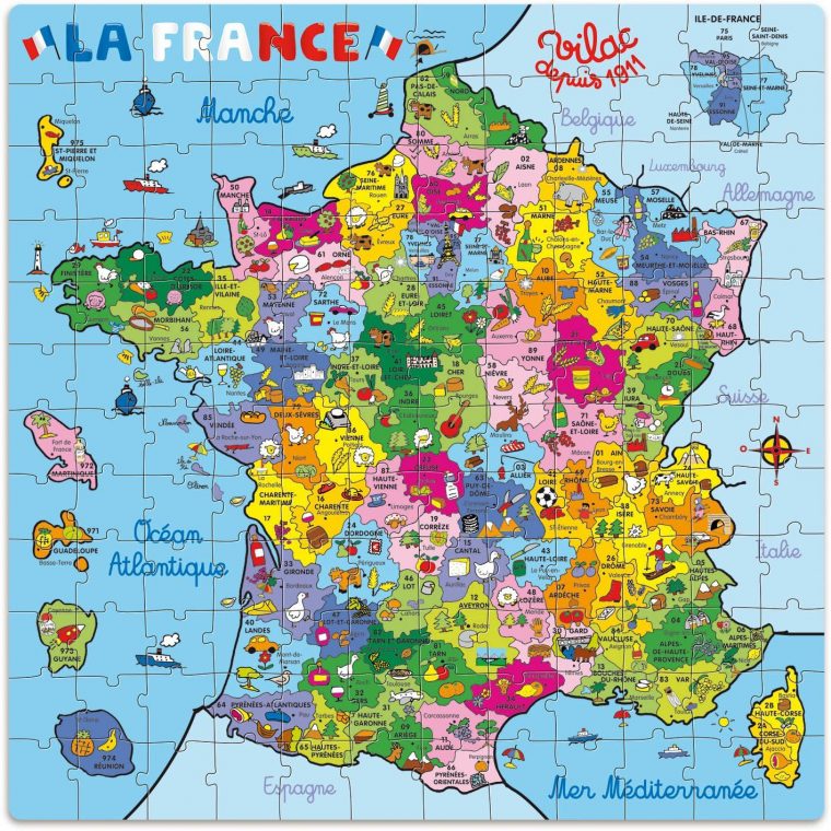 Vilac – 2603 – Puzzle – Carte De France En Valise – 144 serapportantà Carte De France Pour Les Enfants
