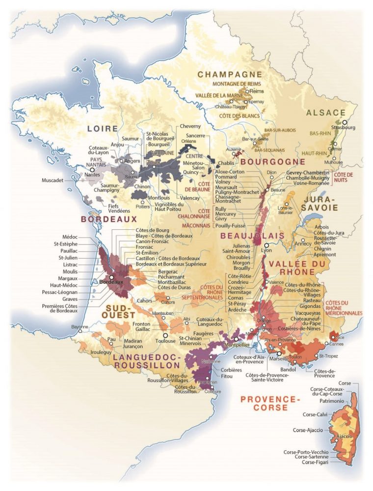 Vin : Les Meilleures Années Et Les Cépages Pour Bien Acheter pour Imprimer Une Carte De France
