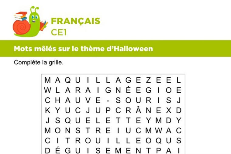 Vocabulaire, Mots Mêlés Sur Le Thème D'halloween avec Halloween Ce2