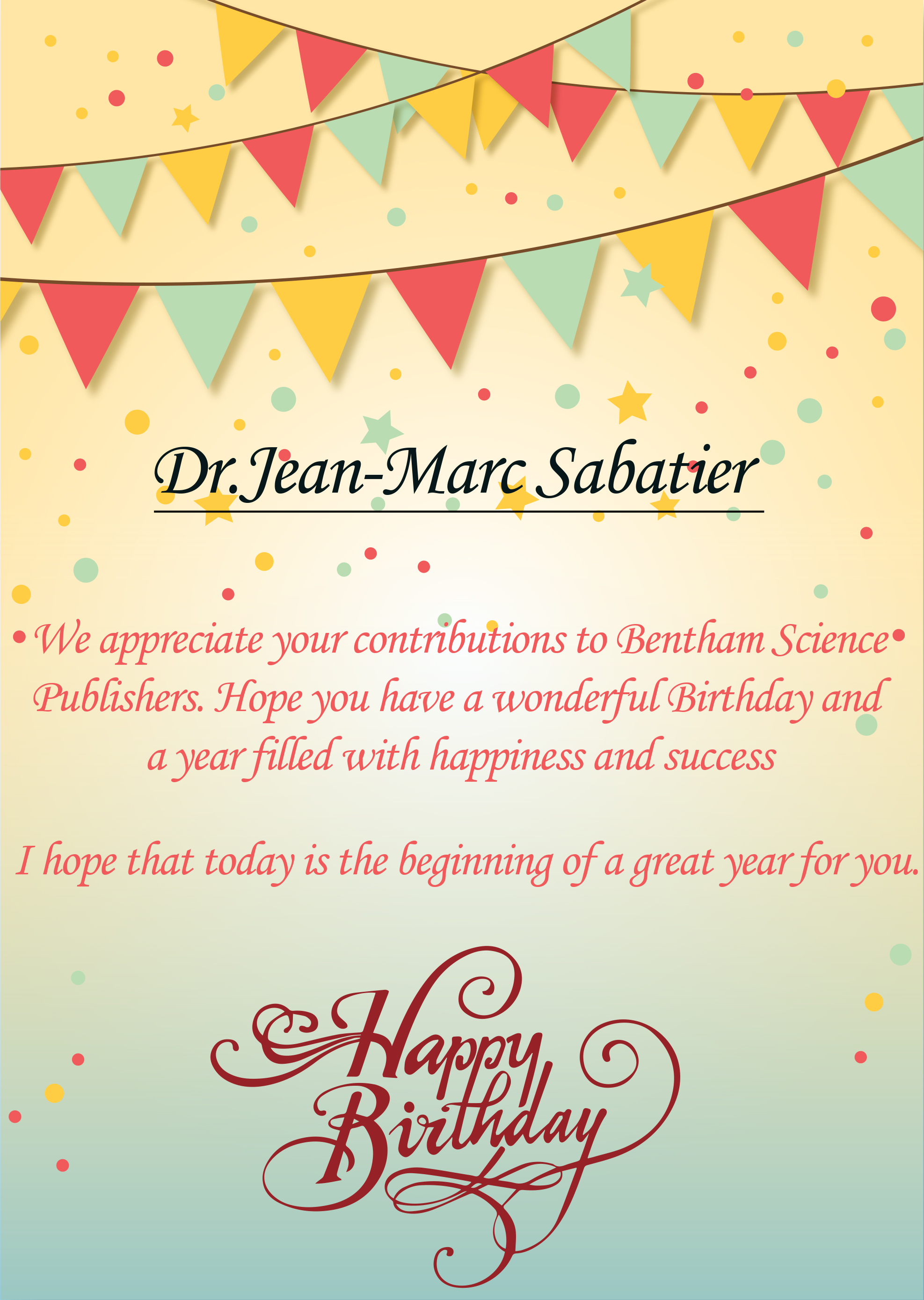 Wishing A Very Happy Birthday To Dr. Jean-Marc Sabatier à Fete Jean Marc