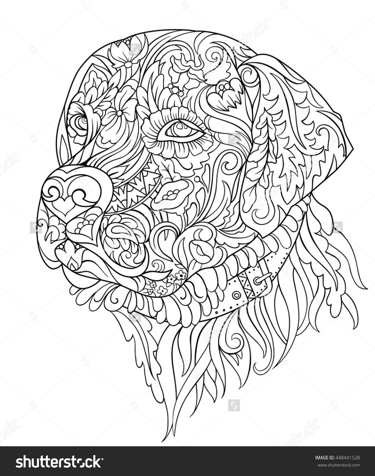 Zentangle Cute Dog. Hand Drawn Sketch For Adult And Children encequiconcerne Coloriage Labrador